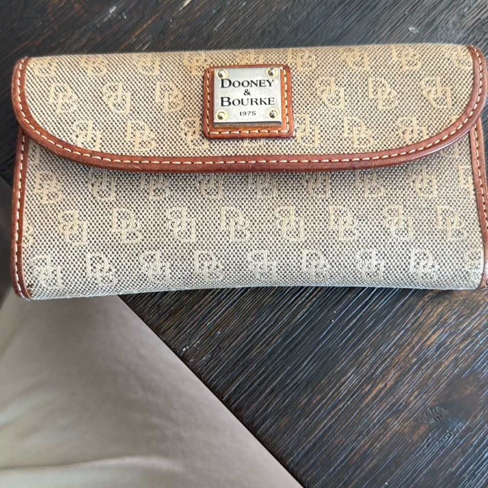 Dooney & Bourke Tan and Brown Logo Wallet